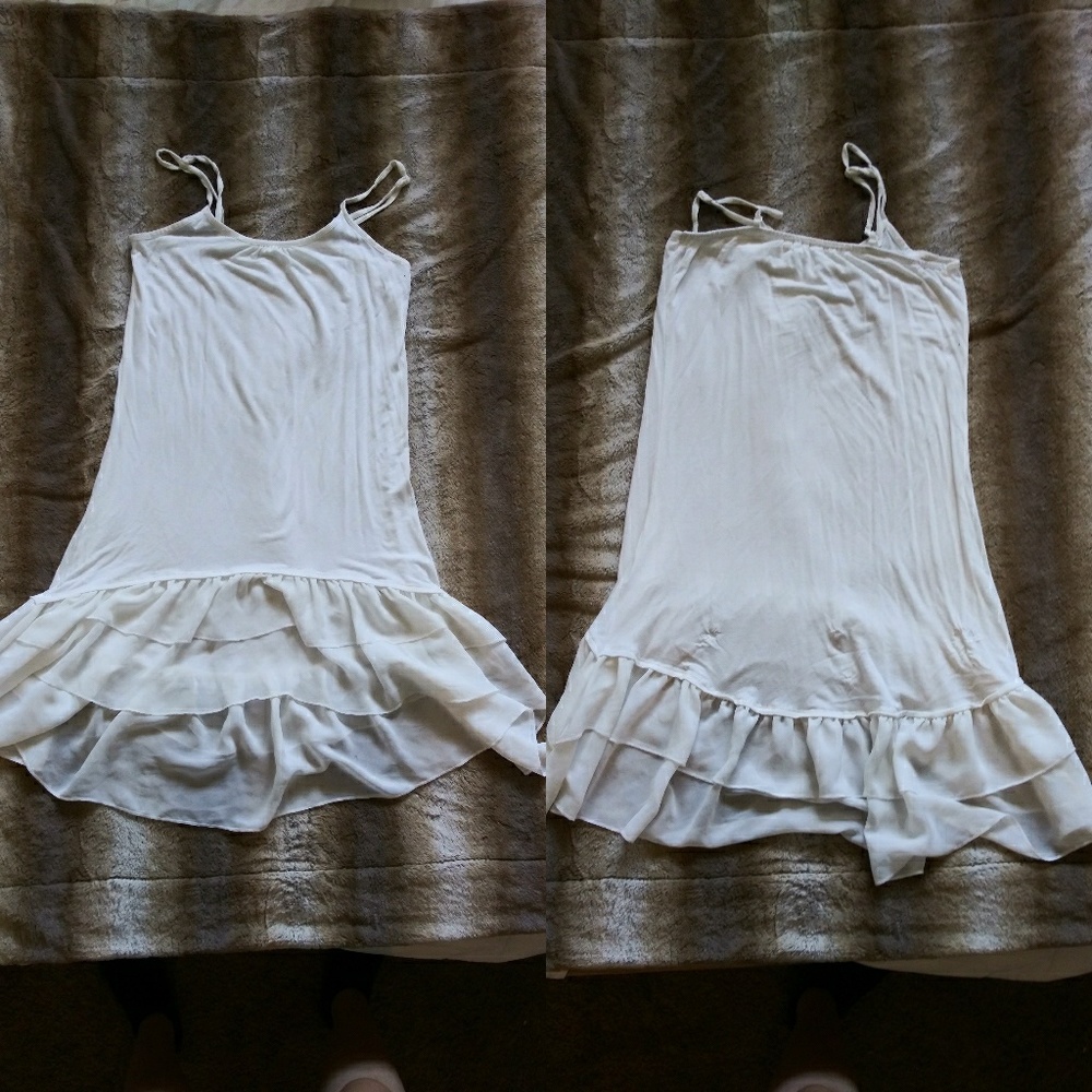 White ruffle slip dress